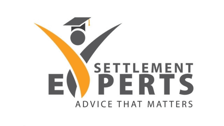 Settlement Experts logo with a graduation cap on a person symbol, emphasizing expert immigration and settlement advice with the tagline 'Advice That Matters.'