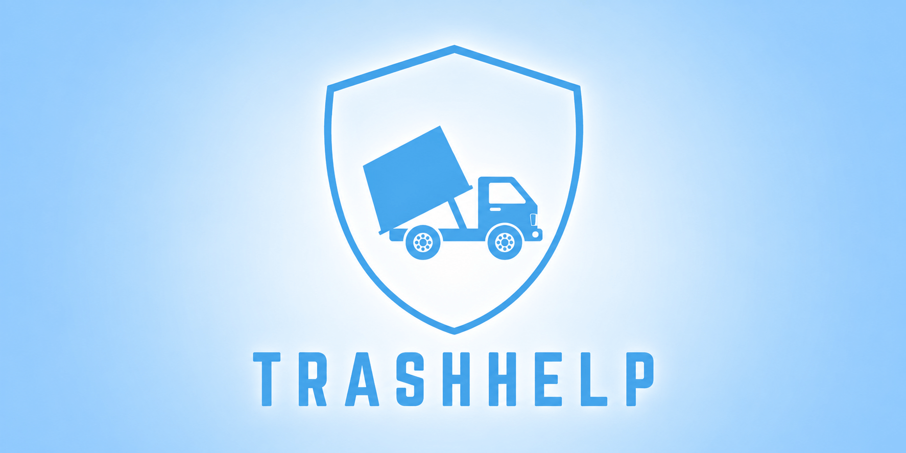 Logo featuring a blue shield with a truck and the text "TRASHHELP" below.