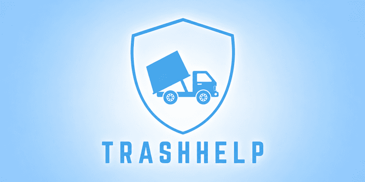 Logo featuring a blue shield with a truck and the text "TRASHHELP" below.