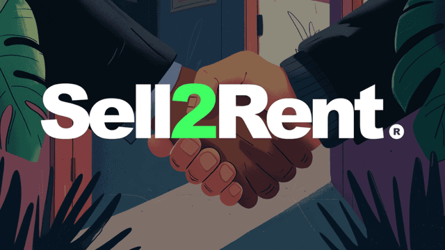 Illustration of a handshake with the text "Sell2Rent" prominently displayed.