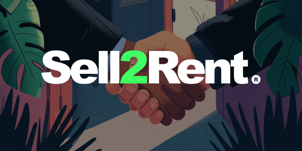 Illustration of a handshake with the text "Sell2Rent" prominently displayed.