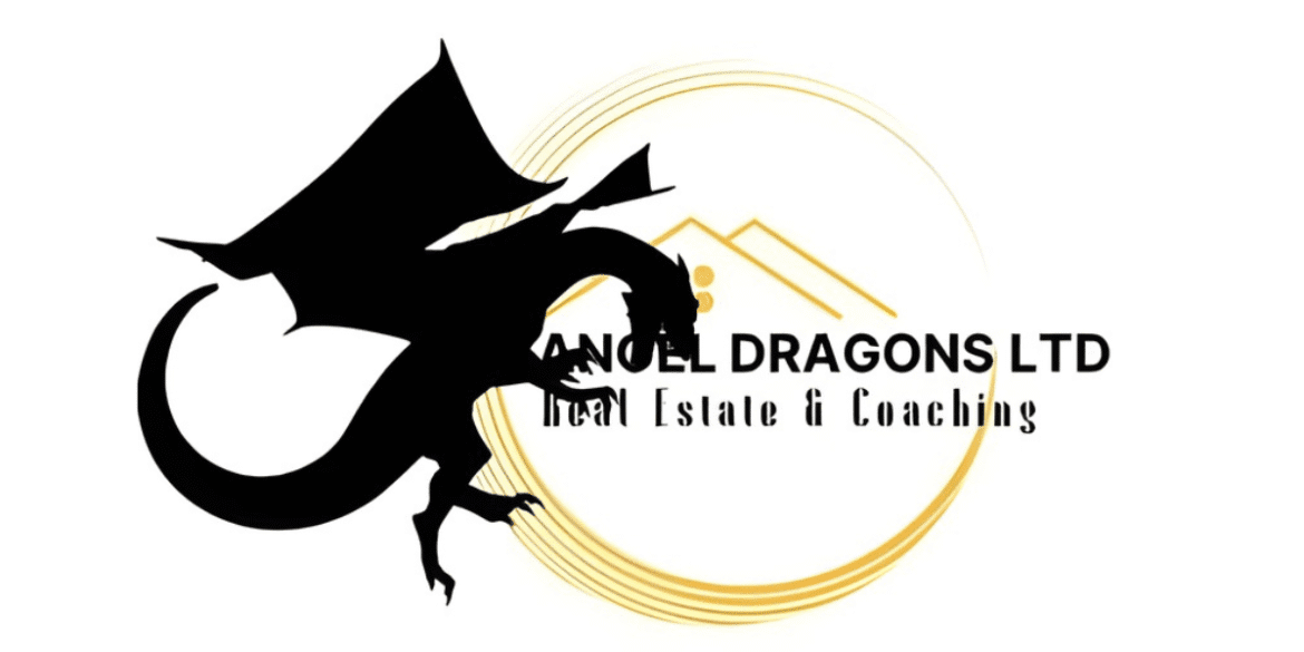 "Angel Dragons Ltd logo featuring a dragon, representing a company focused on real estate and coaching for success."